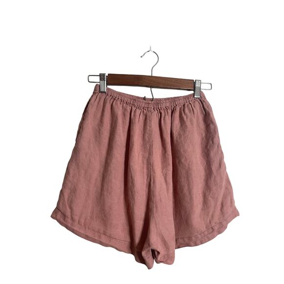 Deiji Studios Linen Sleep Shorts Casual in Dusty Pink Womans XS - Picture 2 of 8